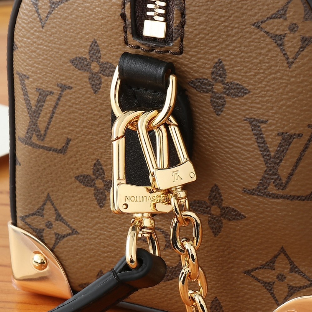 Louis Vuitton Speedy series classic monogram leather hardware chain handbag Louis Vuitton Speedy series classic monogram leather hardware chain handbag