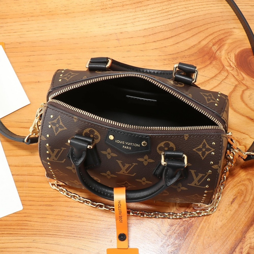 Louis Vuitton Speedy series classic monogram leather hardware chain handbag Louis Vuitton Speedy series classic monogram leather hardware chain handbag