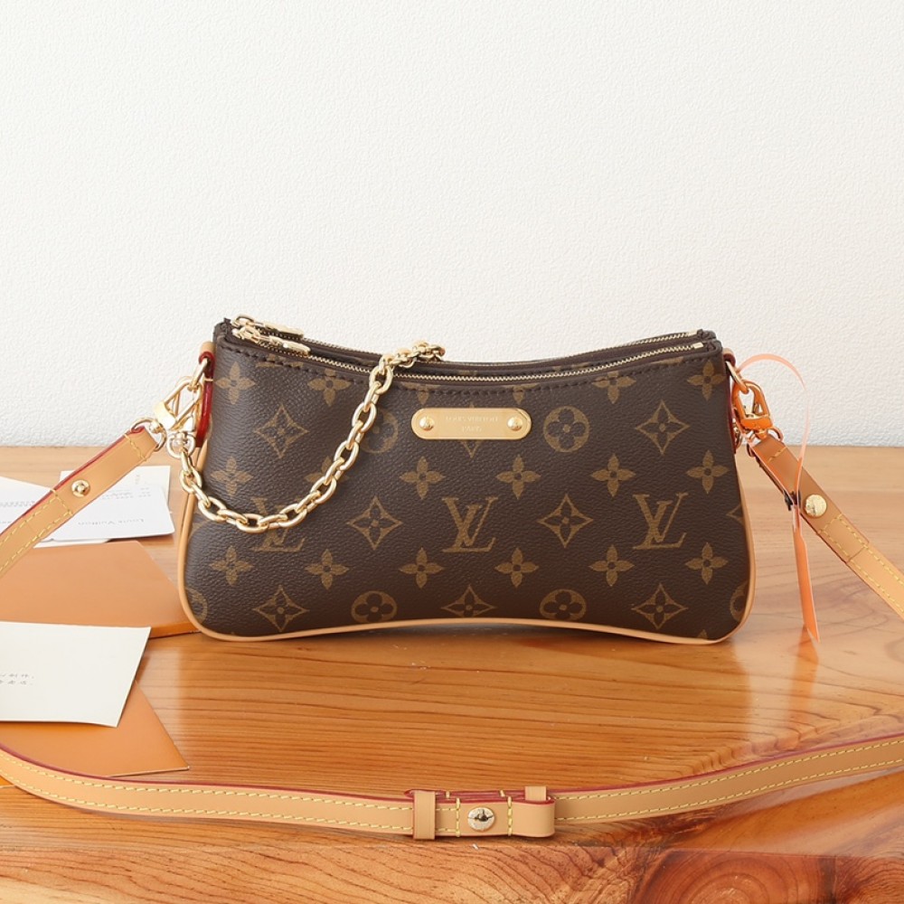 Louis Vuitton Neverfull Medium Leather Bag with Metal Chain Louis Vuitton Neverfull Medium Leather Bag with Metal Chain