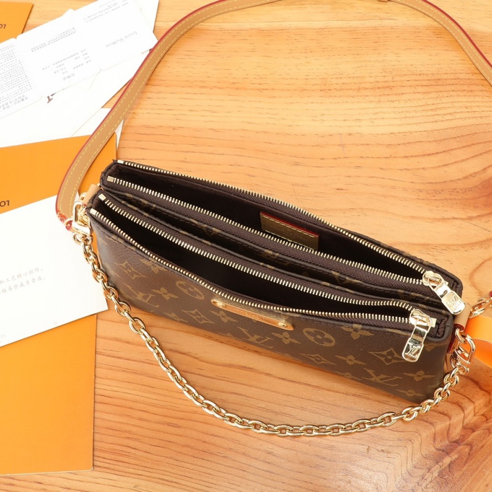 Louis Vuitton Neverfull Medium Leather Bag with Metal Chain Louis Vuitton Neverfull Medium Leather Bag with Metal Chain