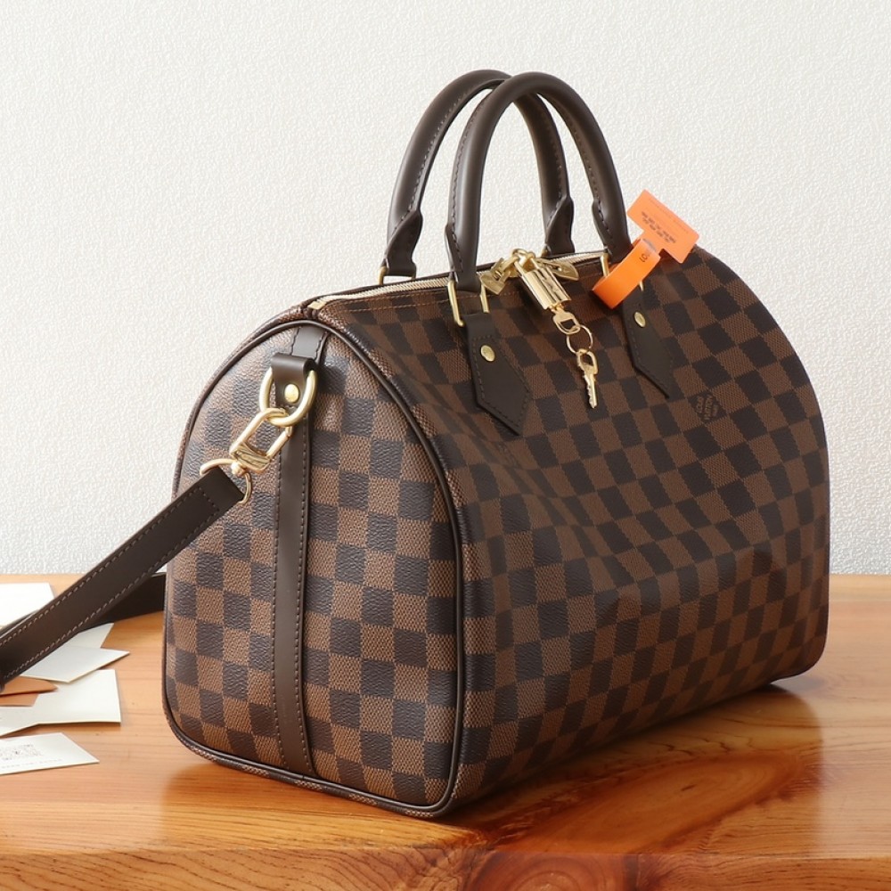 Louis Vuitton SPEEDY BANDOULIÈRE Classic Canvas Textured Leather Shoulder Bag Louis Vuitton SPEEDY BANDOULIÈRE Classic Canvas Textured Leather Shoulder Bag