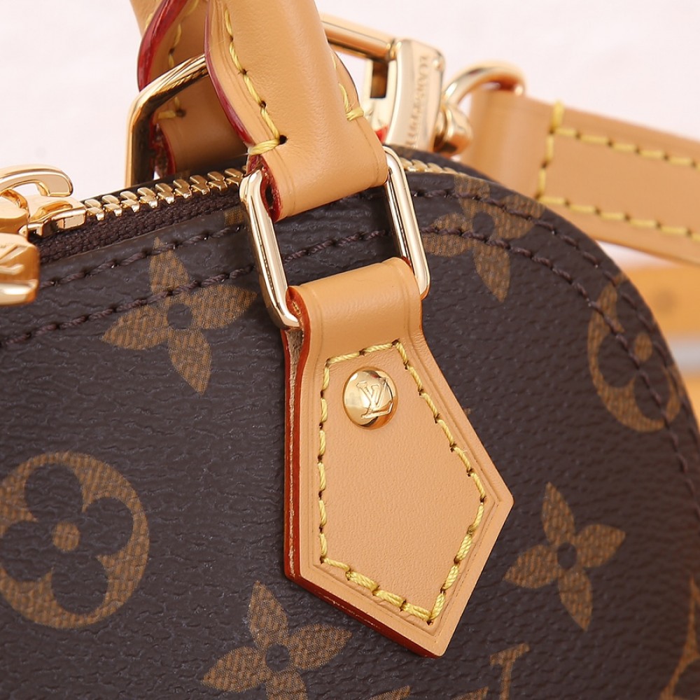 Louis Vuitton Nano Speedy Mini Classic Canvas Textured Leather Shoulder Bag Louis Vuitton Nano Speedy Mini Classic Canvas Textured Leather Shoulder Bag