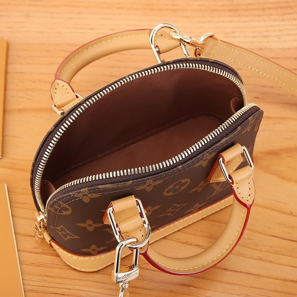 Louis Vuitton Nano Speedy Mini Classic Canvas Textured Leather Shoulder Bag Louis Vuitton Nano Speedy Mini Classic Canvas Textured Leather Shoulder Bag