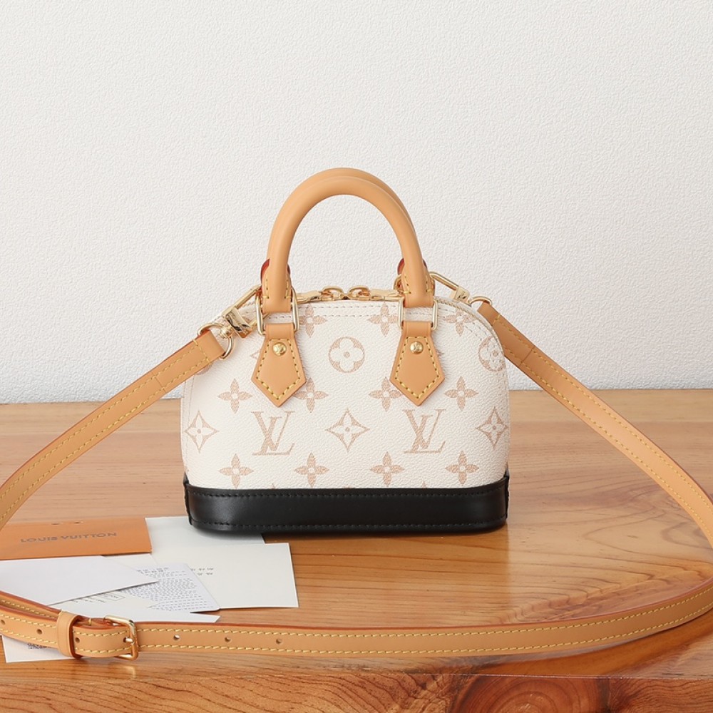 Louis Vuitton Alma BB Classic Sail White Textured Leather Shoulder Strap Tote Louis Vuitton Alma BB Classic Sail White Textured Leather Shoulder Strap Tote