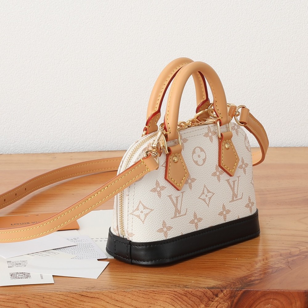 Louis Vuitton Alma BB Classic Sail White Textured Leather Shoulder Strap Tote Louis Vuitton Alma BB Classic Sail White Textured Leather Shoulder Strap Tote