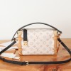 Louis Vuitton PETITE MALLE MALLETAGE classic canvas white cloth textured leather shoulder strap handbag Louis Vuitton PETITE MALLE MALLETAGE classic canvas white cloth textured leather shoulder strap handbag