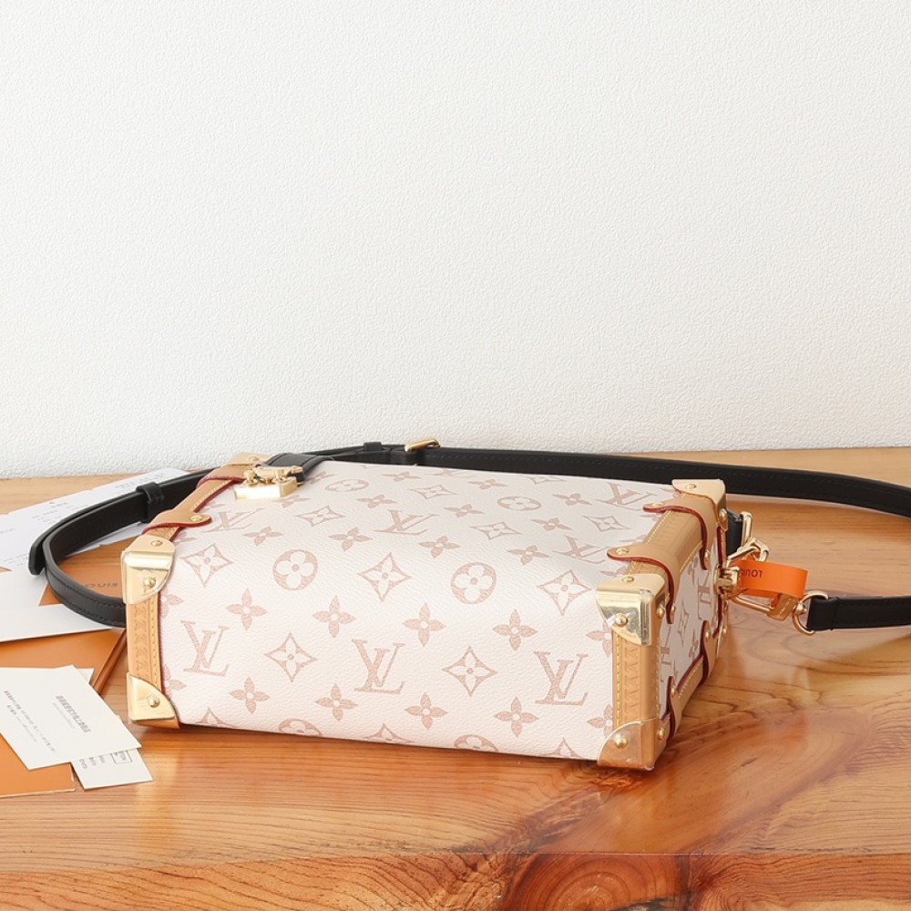 Louis Vuitton PETITE MALLE MALLETAGE classic canvas white cloth textured leather shoulder strap handbag Louis Vuitton PETITE MALLE MALLETAGE classic canvas white cloth textured leather shoulder strap handbag