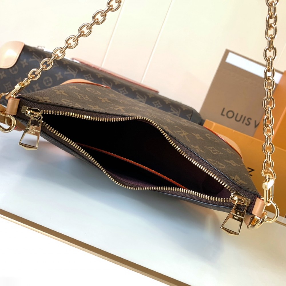 Louis Vuitton ONTHEGO classic small canvas pattern hardware chain shoulder strap handbag Louis Vuitton ONTHEGO classic small canvas pattern hardware chain shoulder strap handbag