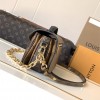 Louis Vuitton Petite Malle black and brown contrast canvas pattern hardware chain shoulder strap handbag Louis Vuitton Petite Malle black and brown contrast canvas pattern hardware chain shoulder strap handbag