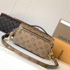 Louis Vuitton Petite Malle black and brown contrast canvas pattern hardware chain shoulder strap handbag Louis Vuitton Petite Malle black and brown contrast canvas pattern hardware chain shoulder strap handbag