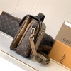 Louis Vuitton Petite Malle Medium Black and Brown Contrast Canvas Pattern Hardware Chain Shoulder Strap Handbag Louis Vuitton Petite Malle Medium Black and Brown Contrast Canvas Pattern Hardware Chain Shoulder Strap Handbag