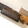 Louis Vuitton Petite Malle Medium Black and Brown Contrast Canvas Pattern Hardware Chain Shoulder Strap Handbag Louis Vuitton Petite Malle Medium Black and Brown Contrast Canvas Pattern Hardware Chain Shoulder Strap Handbag