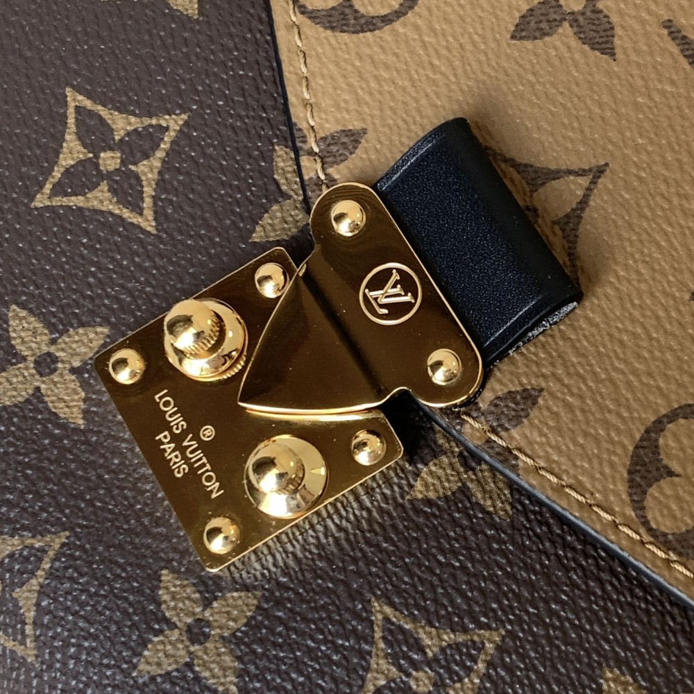 Louis Vuitton Petite Malle Medium Black and Brown Contrast Canvas Pattern Hardware Chain Shoulder Strap Handbag Louis Vuitton Petite Malle Medium Black and Brown Contrast Canvas Pattern Hardware Chain Shoulder Strap Handbag