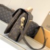 Louis Vuitton Petite Malle Medium Black Canvas Patterned Hardware Chain Shoulder Strap Handbag Louis Vuitton Petite Malle Medium Black Canvas Patterned Hardware Chain Shoulder Strap Handbag