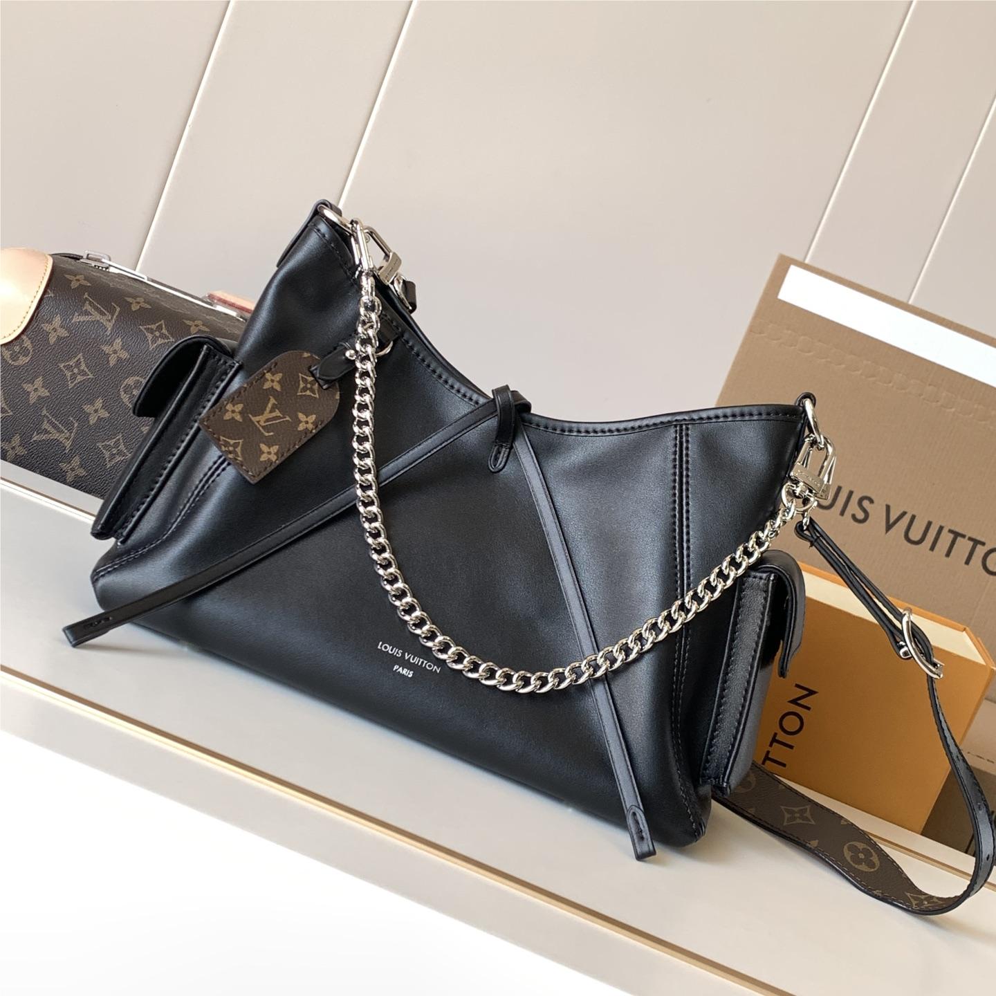 Louis Vuitton Pochette Métis Medium Black Leather Hardware Chain Shoulder Strap Handbag Louis Vuitton Pochette Métis Medium Black Leather Hardware Chain Shoulder Strap Handbag