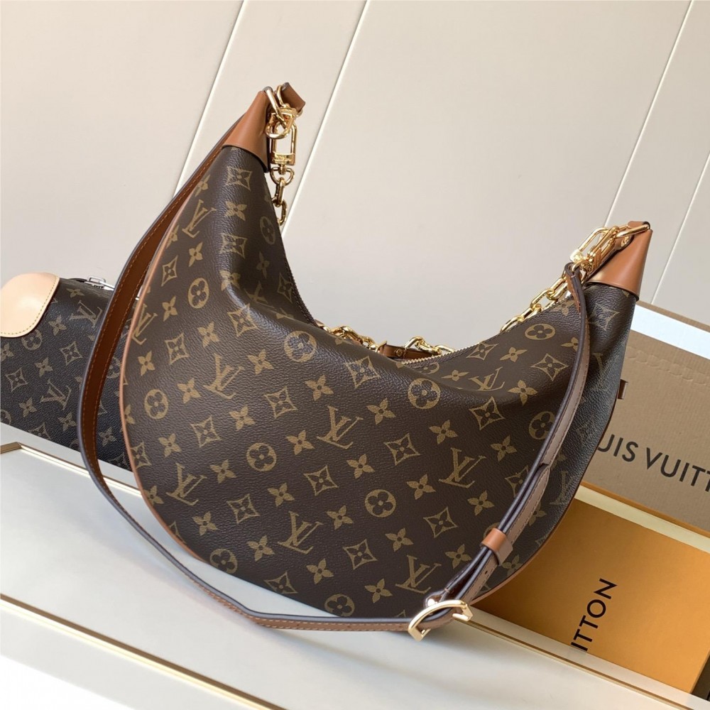 Louis Vuitton Loop Large Leather Canvas Textured Hardware Chain Shoulder Strap Handbag Louis Vuitton Loop Large Leather Canvas Textured Hardware Chain Shoulder Strap Handbag