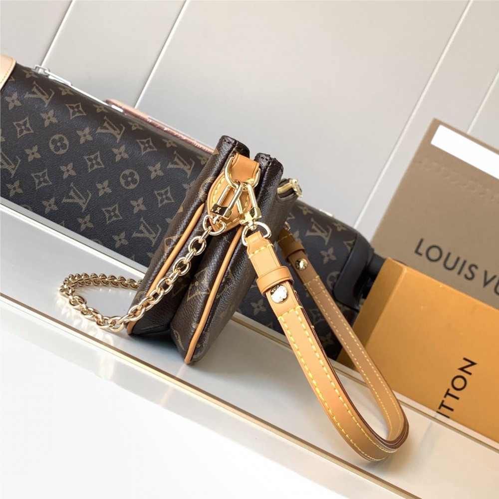 Louis Vuitton Twist Medium Leather and Canvas Textured Chain Shoulder Strap Louis Vuitton Twist Medium Leather and Canvas Textured Chain Shoulder Strap