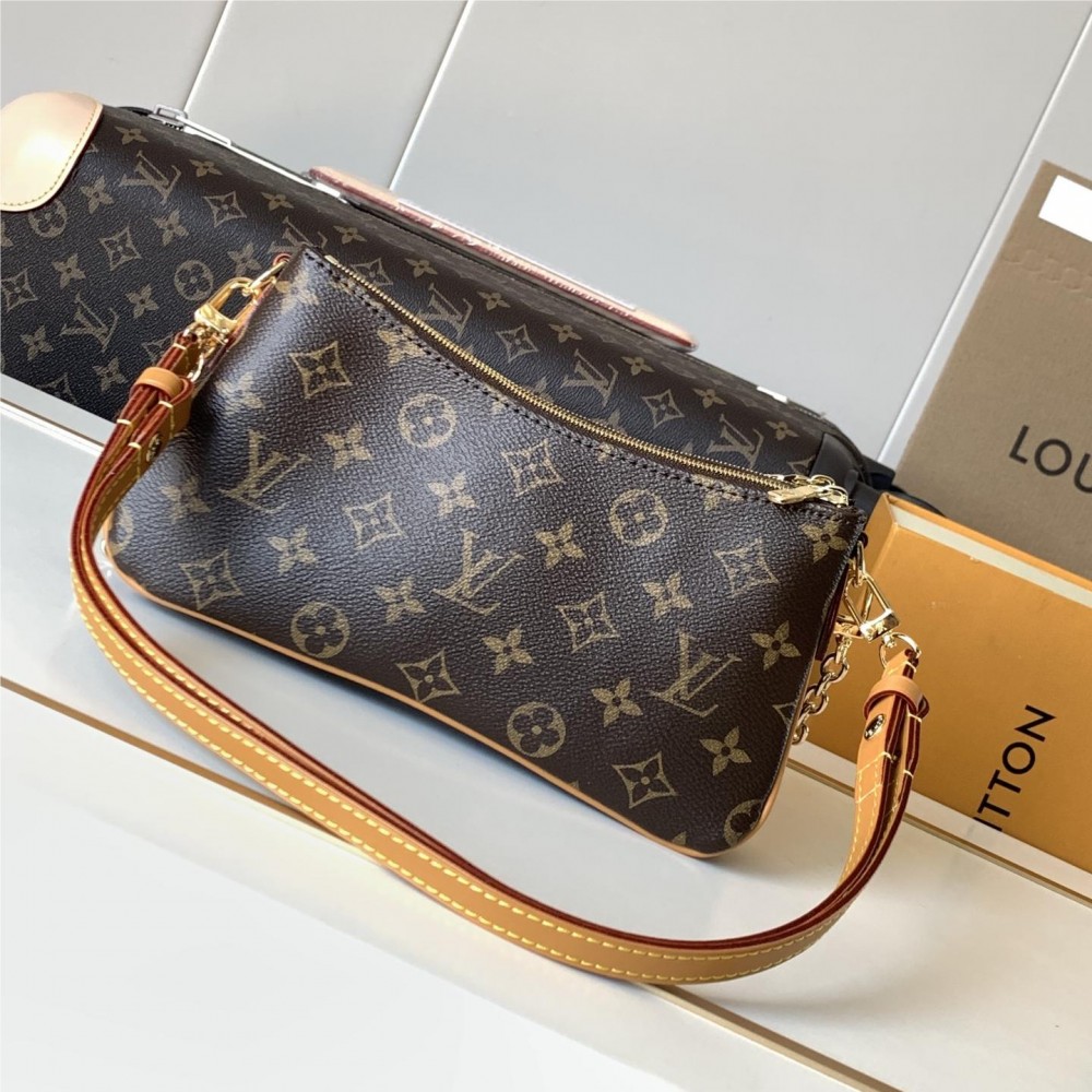 Louis Vuitton Twist Medium Leather and Canvas Textured Chain Shoulder Strap Louis Vuitton Twist Medium Leather and Canvas Textured Chain Shoulder Strap