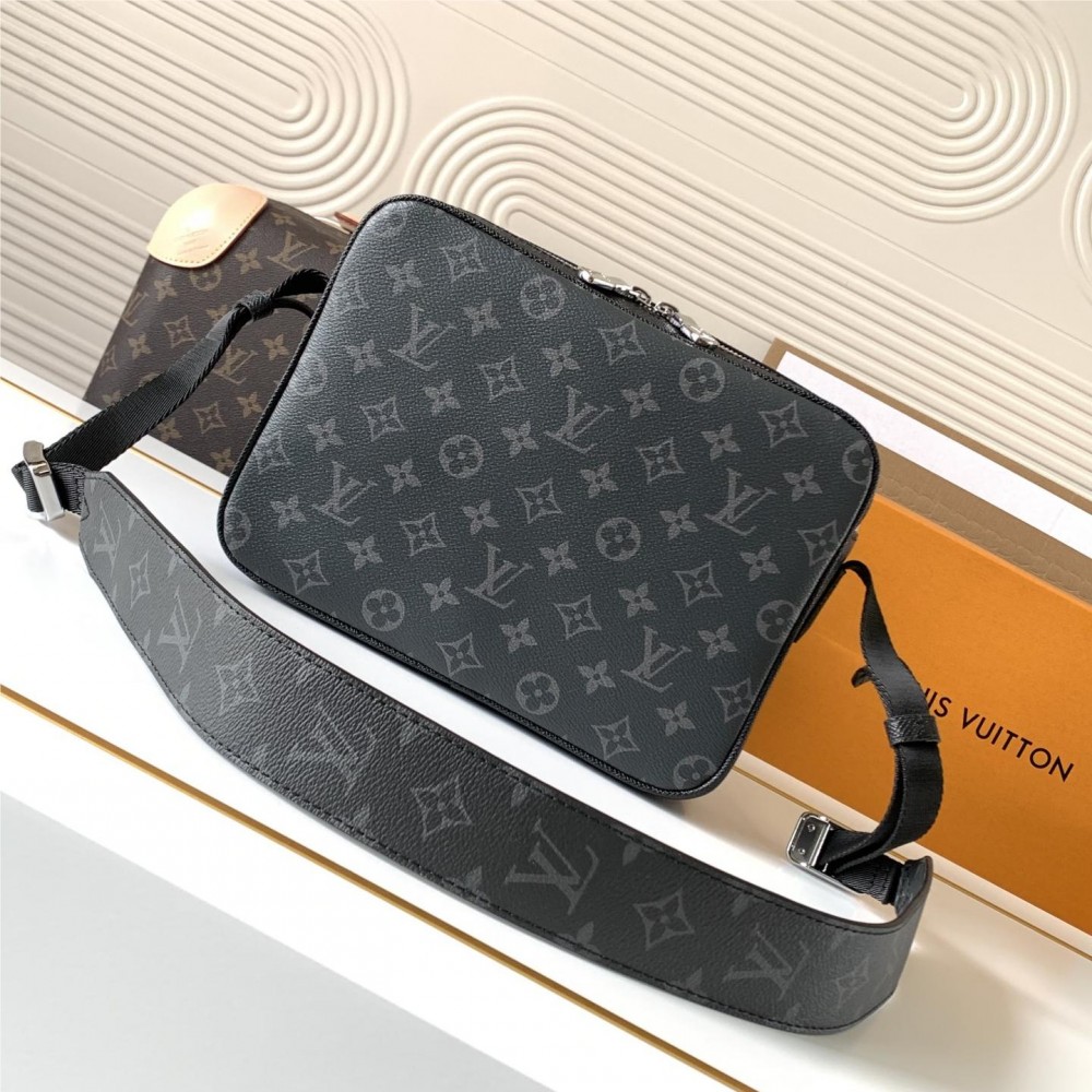 Louis Vuitton Classic Black Leather Canvas Textured Shoulder Strap Tote Louis Vuitton Classic Black Leather Canvas Textured Shoulder Strap Tote