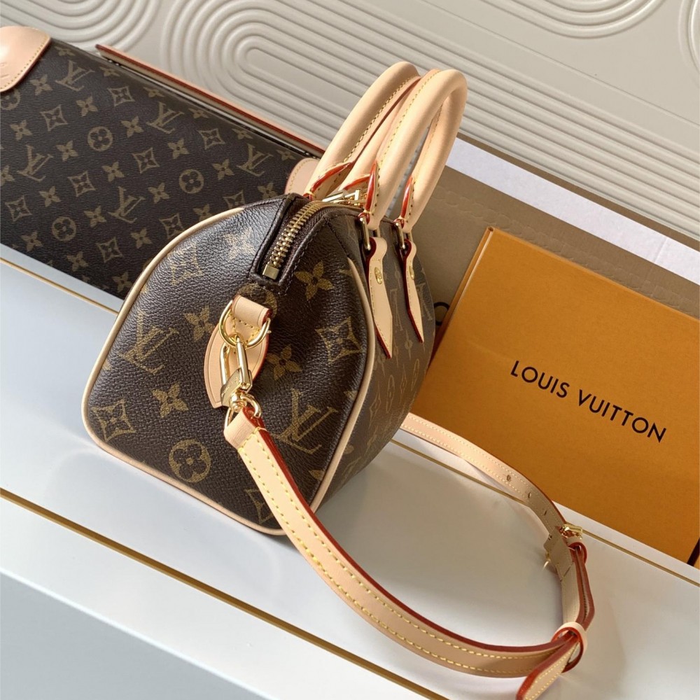 Louis Vuitton Nano Speedy Classic Brown Leather and Canvas Textured Tote Louis Vuitton Nano Speedy Classic Brown Leather and Canvas Textured Tote
