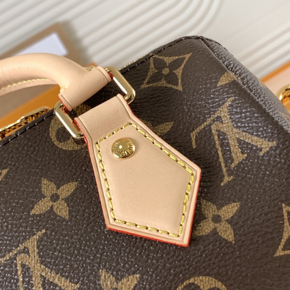Louis Vuitton Nano Speedy Classic Brown Leather and Canvas Textured Tote Louis Vuitton Nano Speedy Classic Brown Leather and Canvas Textured Tote