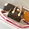 Louis Vuitton Nano Speedy Classic Brown Leather Canvas Textured Colorful Shoulder Strap Tote Louis Vuitton Nano Speedy Classic Brown Leather Canvas Textured Colorful Shoulder Strap Tote