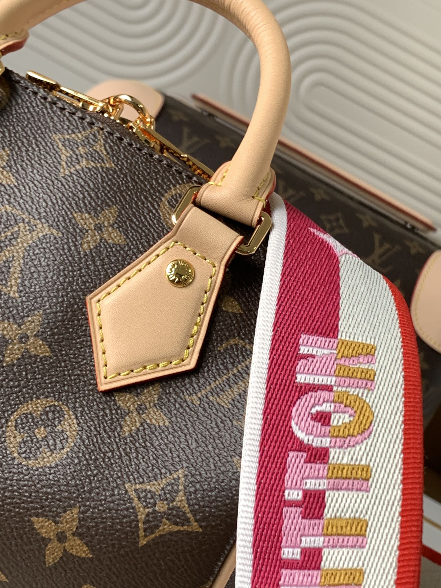 Louis Vuitton Nano Speedy Classic Brown Leather Canvas Textured Colorful Shoulder Strap Tote Louis Vuitton Nano Speedy Classic Brown Leather Canvas Textured Colorful Shoulder Strap Tote