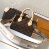 Louis Vuitton Nano Speedy Classic Brown Leather Canvas Textured Shoulder Strap Tote Louis Vuitton Nano Speedy Classic Brown Leather Canvas Textured Shoulder Strap Tote