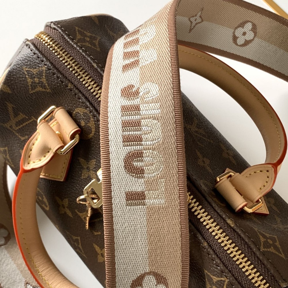 Louis Vuitton Nano Speedy Classic Brown Leather Canvas Textured Shoulder Strap Tote Louis Vuitton Nano Speedy Classic Brown Leather Canvas Textured Shoulder Strap Tote