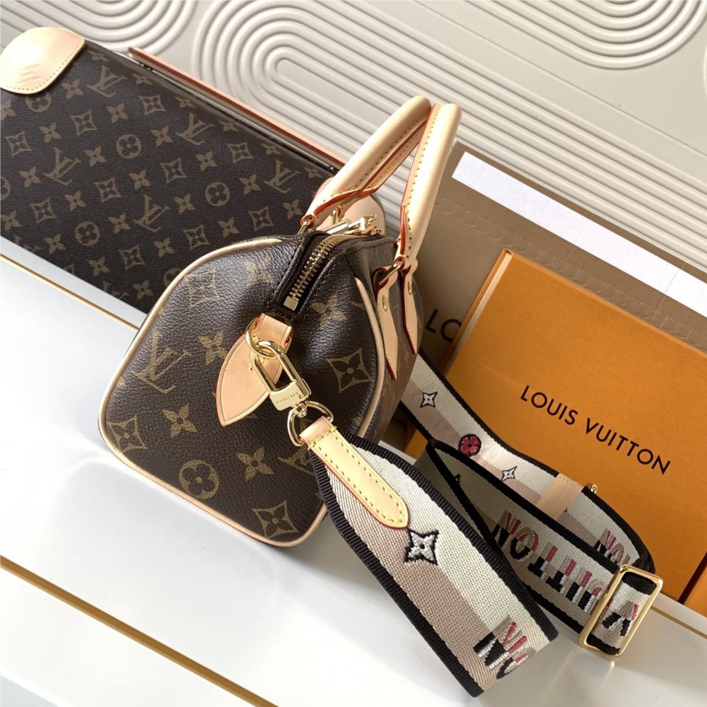 Louis Vuitton Nano Speedy Classic Brown Leather Canvas Textured White Shoulder Strap Tote Louis Vuitton Nano Speedy Classic Brown Leather Canvas Textured White Shoulder Strap Tote