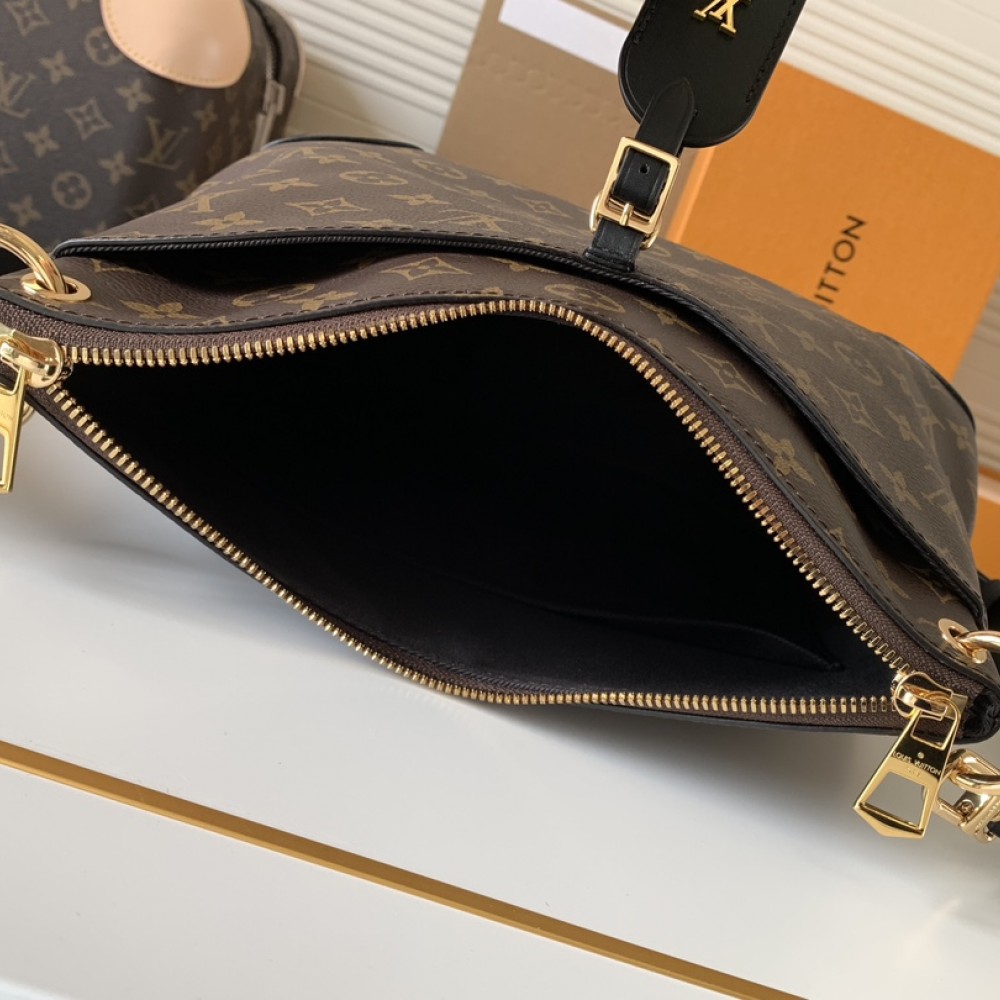 Louis Vuitton Canvas Textured Black Shoulder Bucket Bag Louis Vuitton Canvas Textured Black Shoulder Bucket Bag