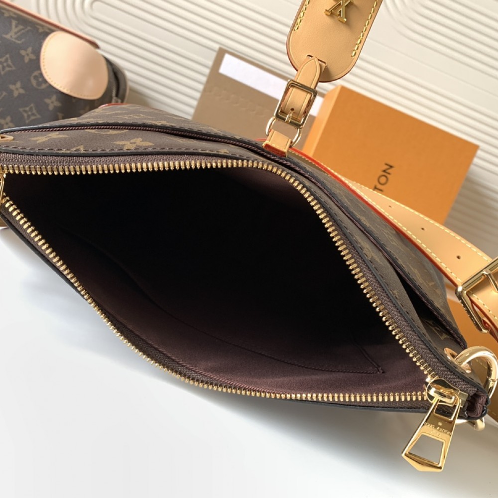 Louis Vuitton canvas textured yellow trim black shoulder strap bucket bag Louis Vuitton canvas textured yellow trim black shoulder strap bucket bag