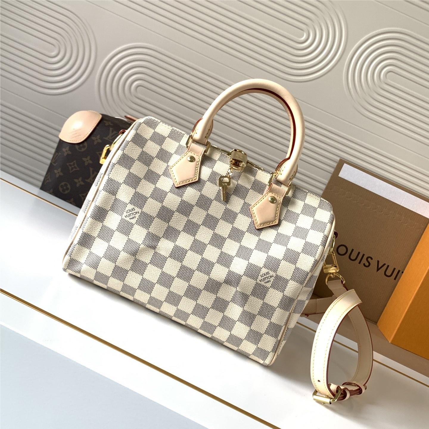Louis Vuitton Speedy 30 Small Fresh Blue and White Square Handbag Louis Vuitton Speedy 30 Small Fresh Blue and White Square Handbag