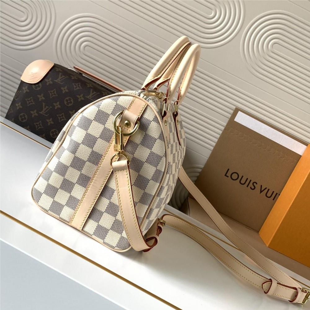 Louis Vuitton Speedy 30 Small Fresh Blue and White Square Handbag Louis Vuitton Speedy 30 Small Fresh Blue and White Square Handbag