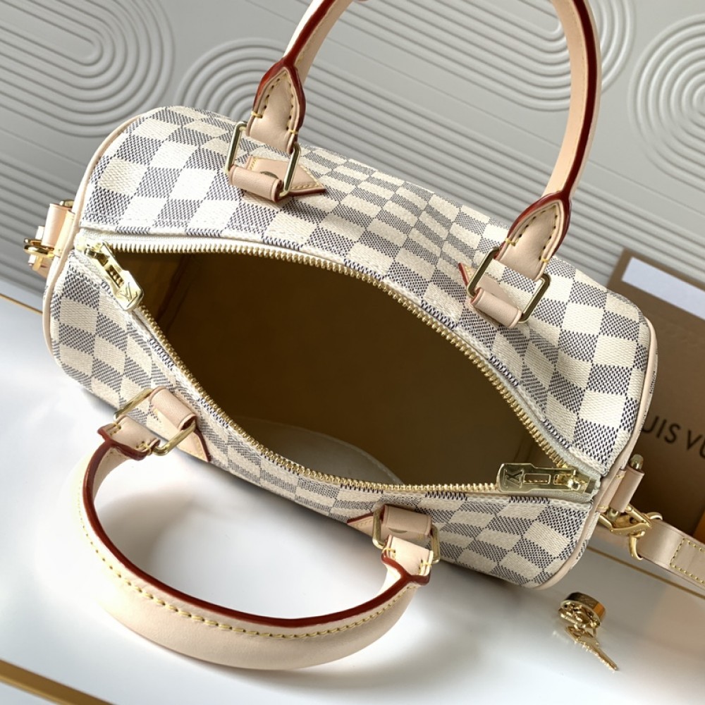 Louis Vuitton Speedy 30 Small Fresh Blue and White Square Handbag Louis Vuitton Speedy 30 Small Fresh Blue and White Square Handbag