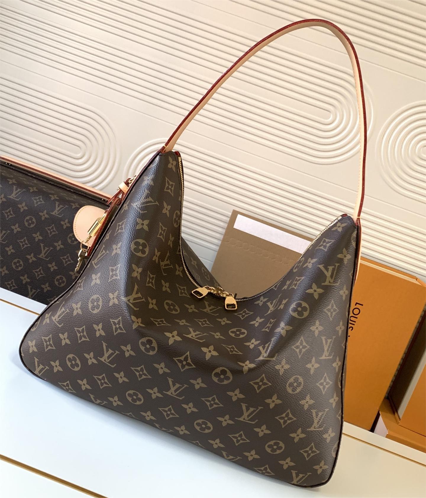 Louis Vuitton LOOP Large Classic Canvas Textured Half Moon Bag Louis Vuitton LOOP Large Classic Canvas Textured Half Moon Bag