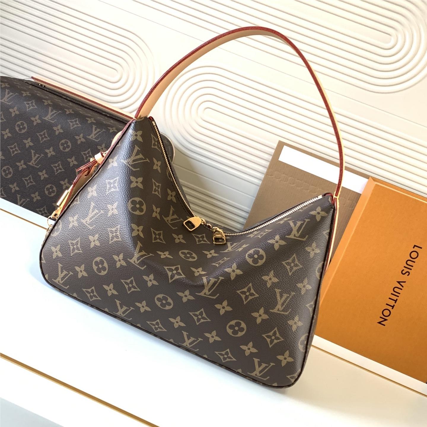 Louis Vuitton LOOP Medium Classic Canvas Textured Half Moon Bag Louis Vuitton LOOP Medium Classic Canvas Textured Half Moon Bag