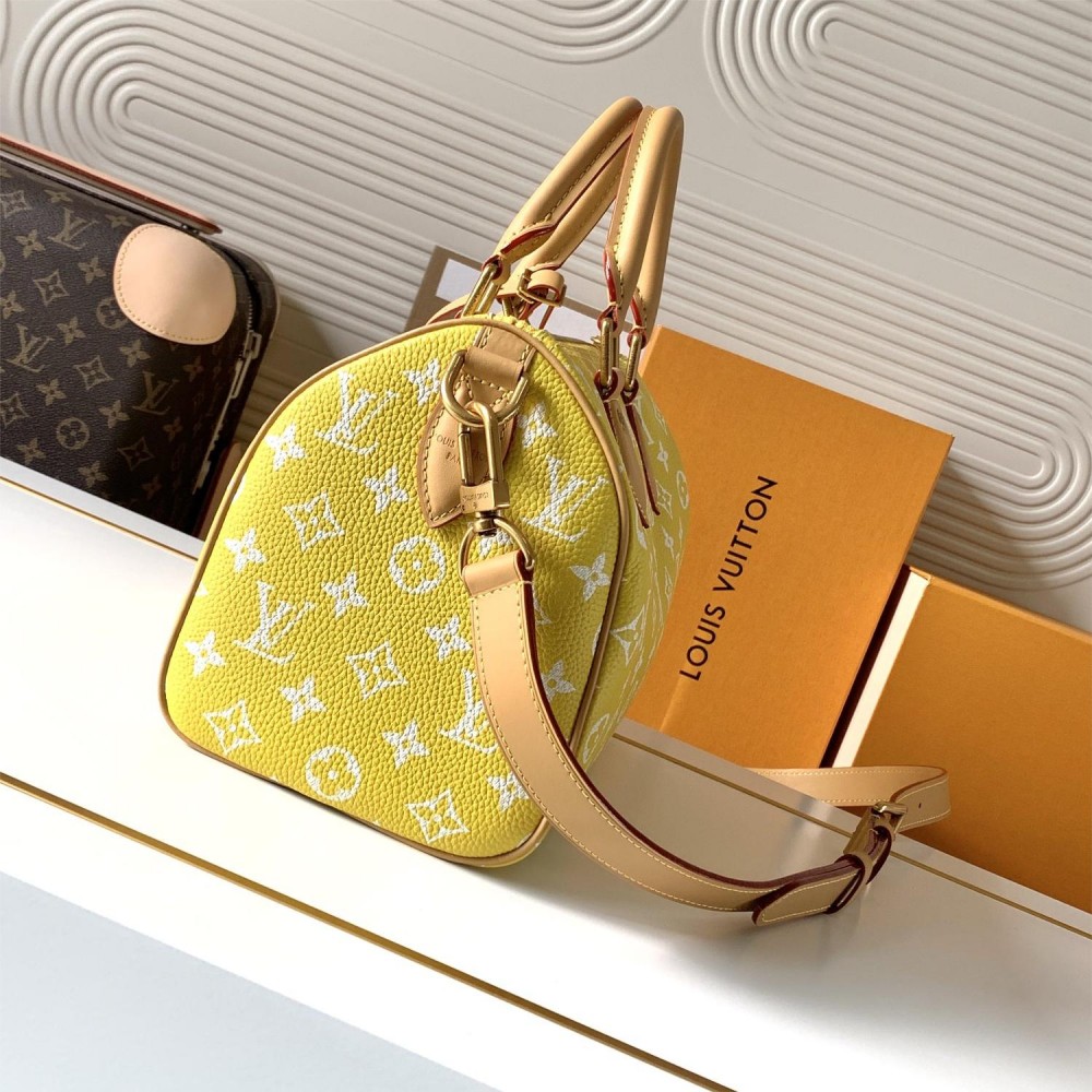 Louis Vuitton SPEEDY yellow canvas textured tote bag Louis Vuitton SPEEDY yellow canvas textured tote bag