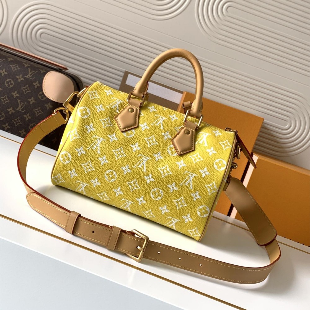 Louis Vuitton SPEEDY yellow canvas textured tote bag Louis Vuitton SPEEDY yellow canvas textured tote bag