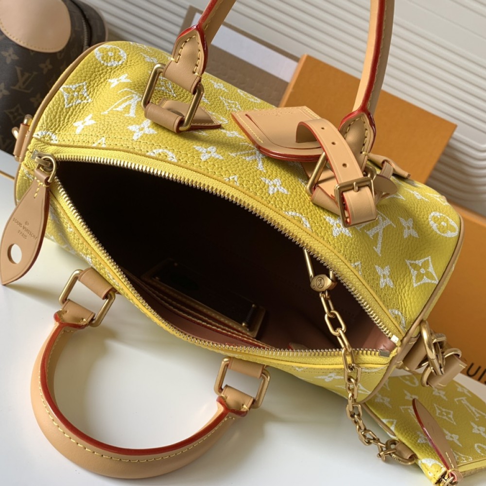 Louis Vuitton SPEEDY yellow canvas textured tote bag Louis Vuitton SPEEDY yellow canvas textured tote bag