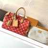 Louis Vuitton SPEEDY red canvas textured tote bag Louis Vuitton SPEEDY red canvas textured tote bag