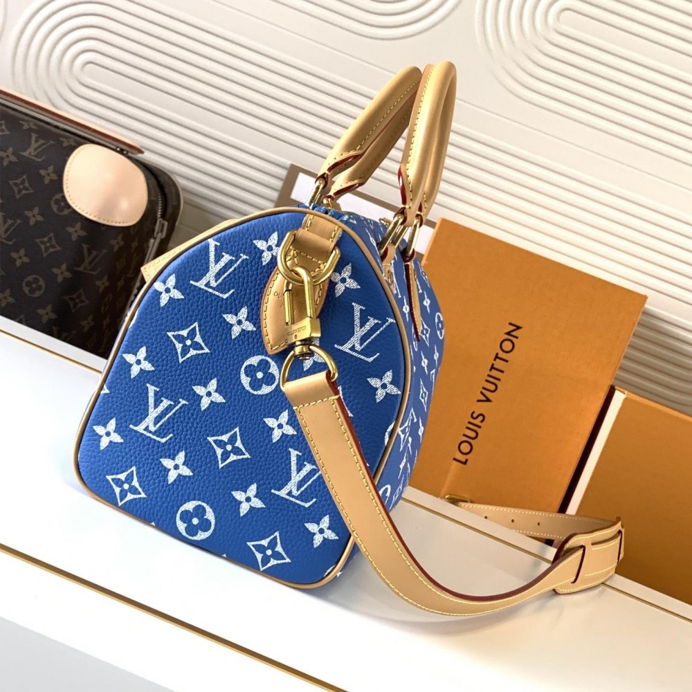 Louis Vuitton SPEEDY blue canvas textured tote bag Louis Vuitton SPEEDY blue canvas textured tote bag