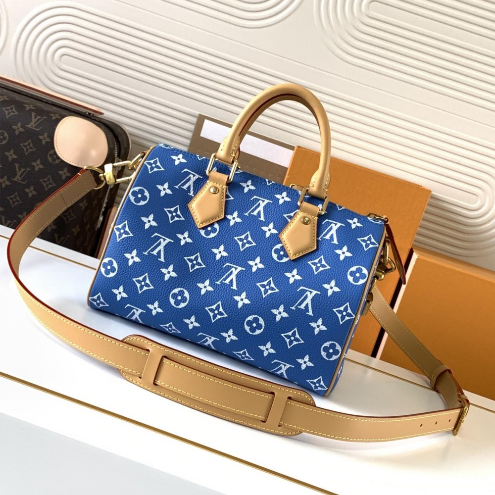 Louis Vuitton SPEEDY blue canvas textured tote bag Louis Vuitton SPEEDY blue canvas textured tote bag