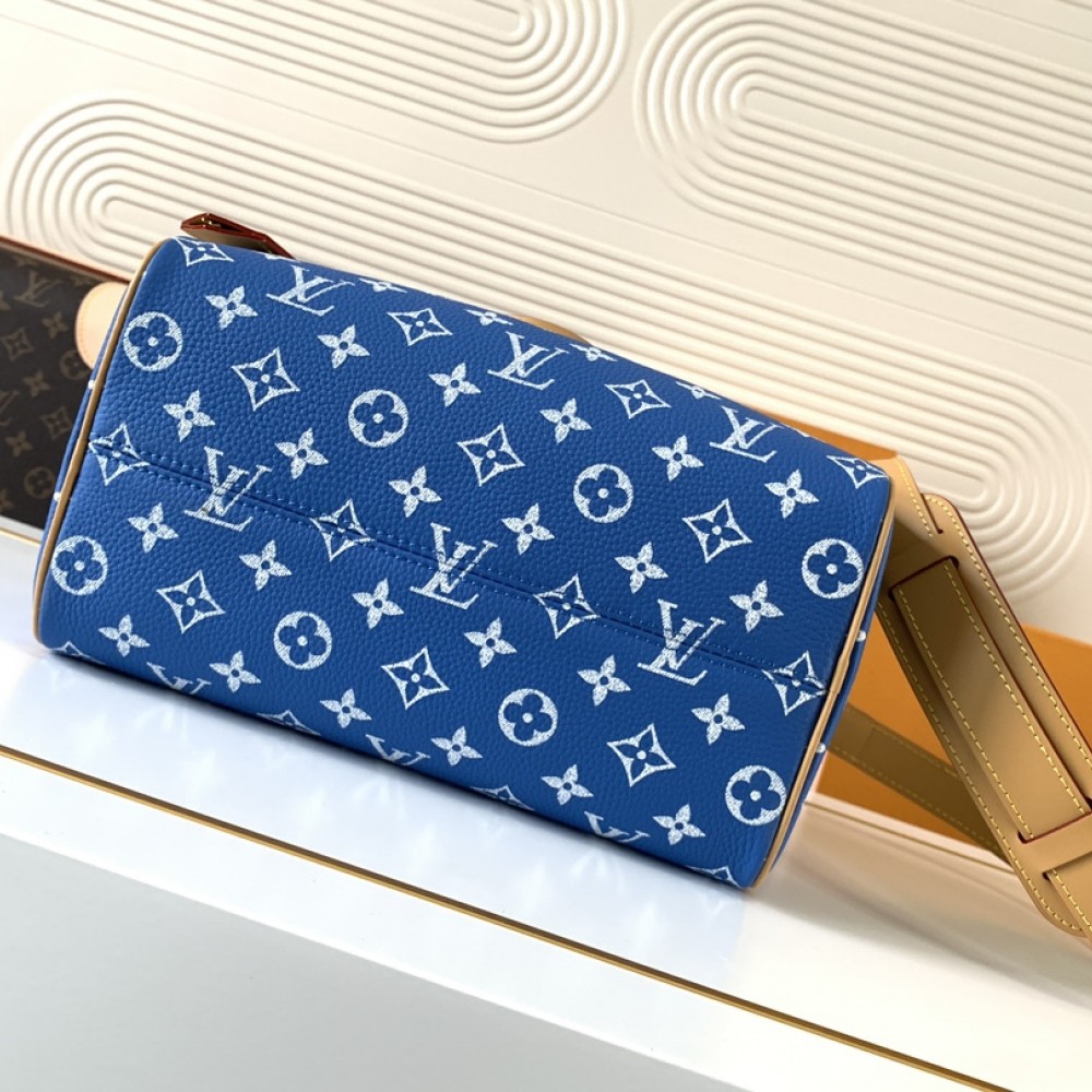 Louis Vuitton SPEEDY blue canvas textured tote bag Louis Vuitton SPEEDY blue canvas textured tote bag