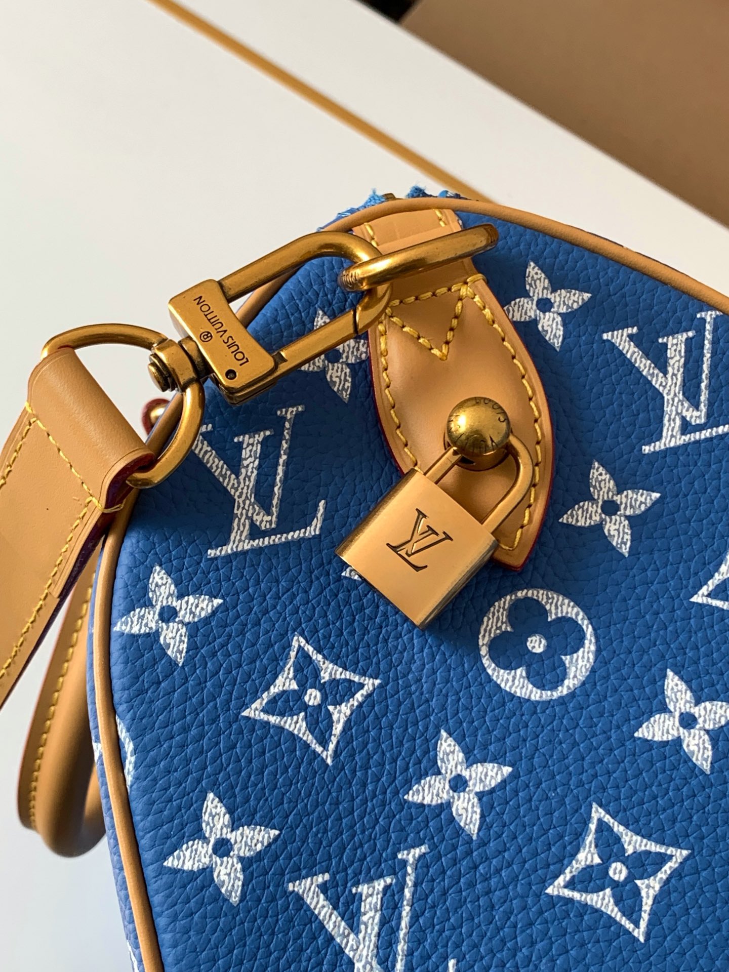 Louis Vuitton SPEEDY blue canvas textured tote bag Louis Vuitton SPEEDY blue canvas textured tote bag