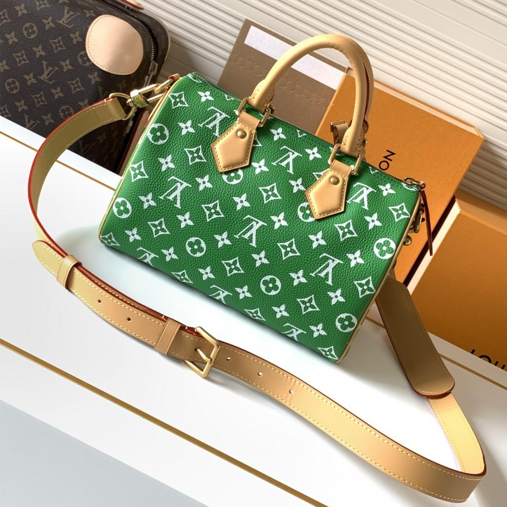 Louis Vuitton SPEEDY green canvas textured tote bag Louis Vuitton SPEEDY green canvas textured tote bag