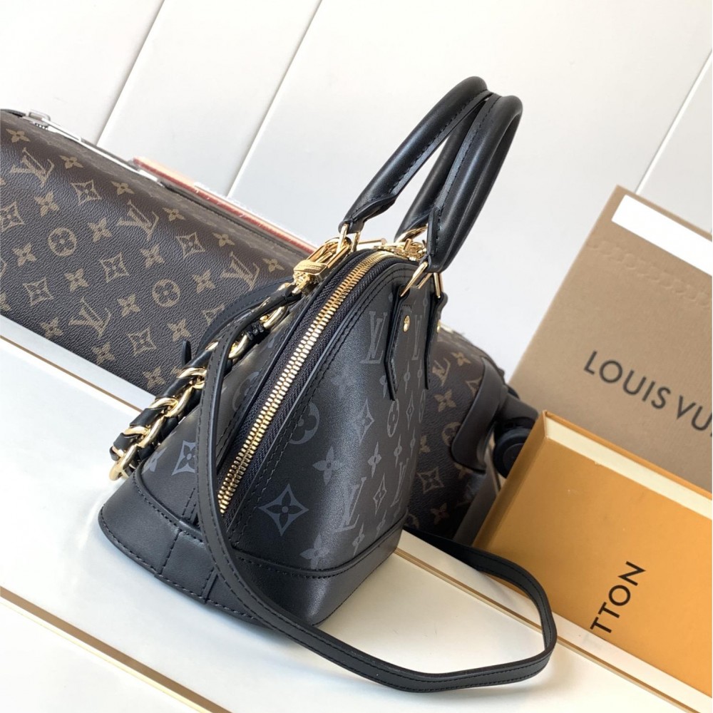 Louis Vuitton Alma Black Textured Canvas Tote Louis Vuitton Alma Black Textured Canvas Tote