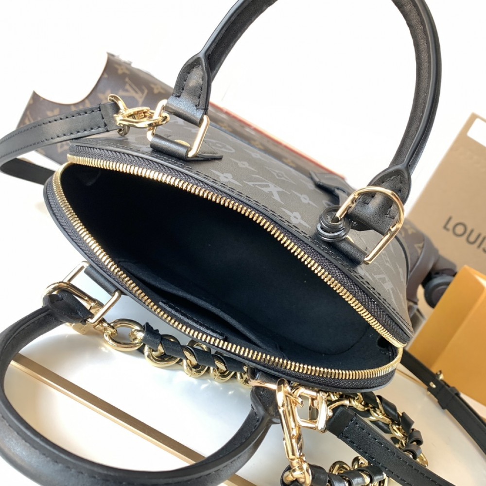 Louis Vuitton Alma Black Textured Canvas Tote Louis Vuitton Alma Black Textured Canvas Tote