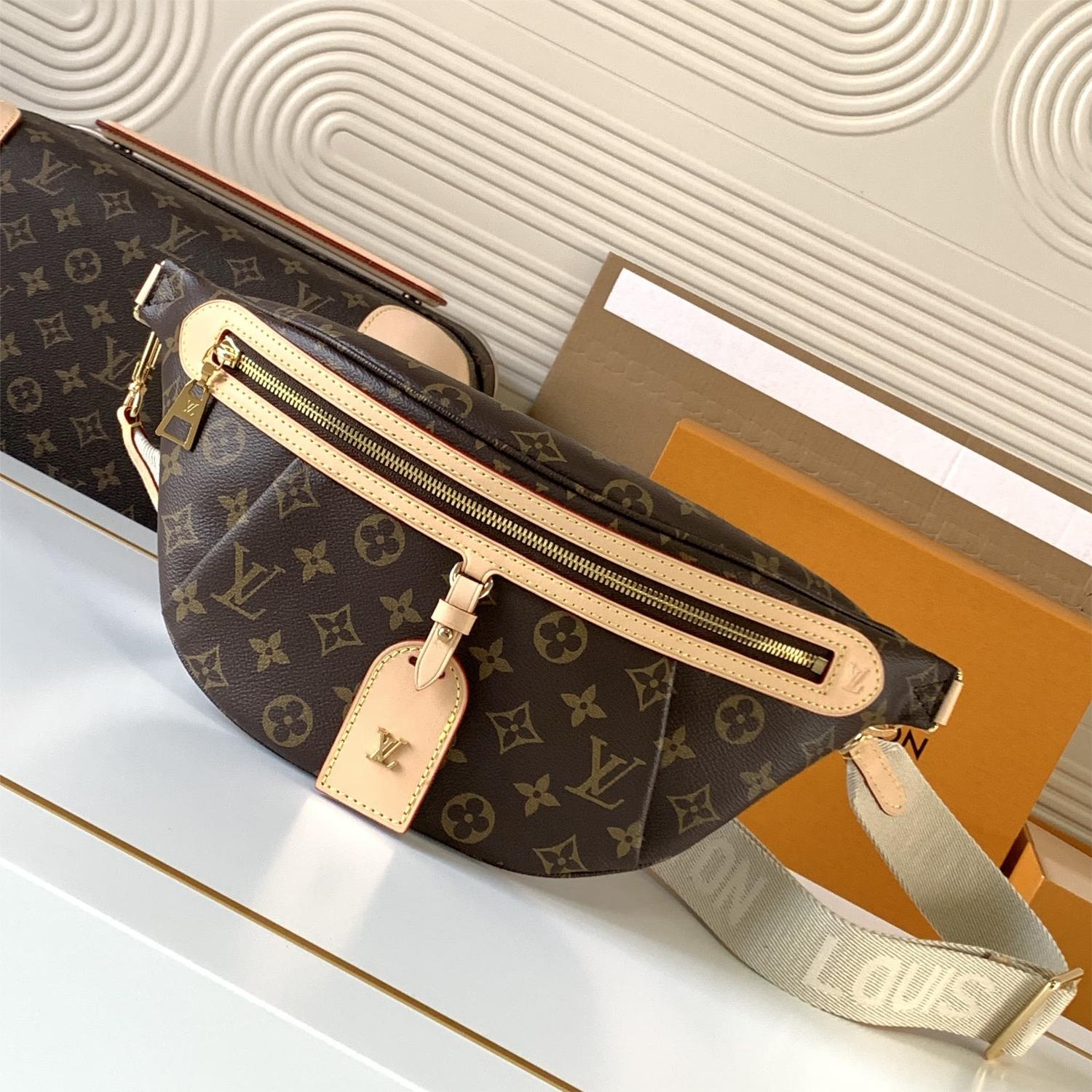 Louis Vuitton MINI BUMBAG Classic Canvas Textured Handbag Louis Vuitton MINI BUMBAG Classic Canvas Textured Handbag