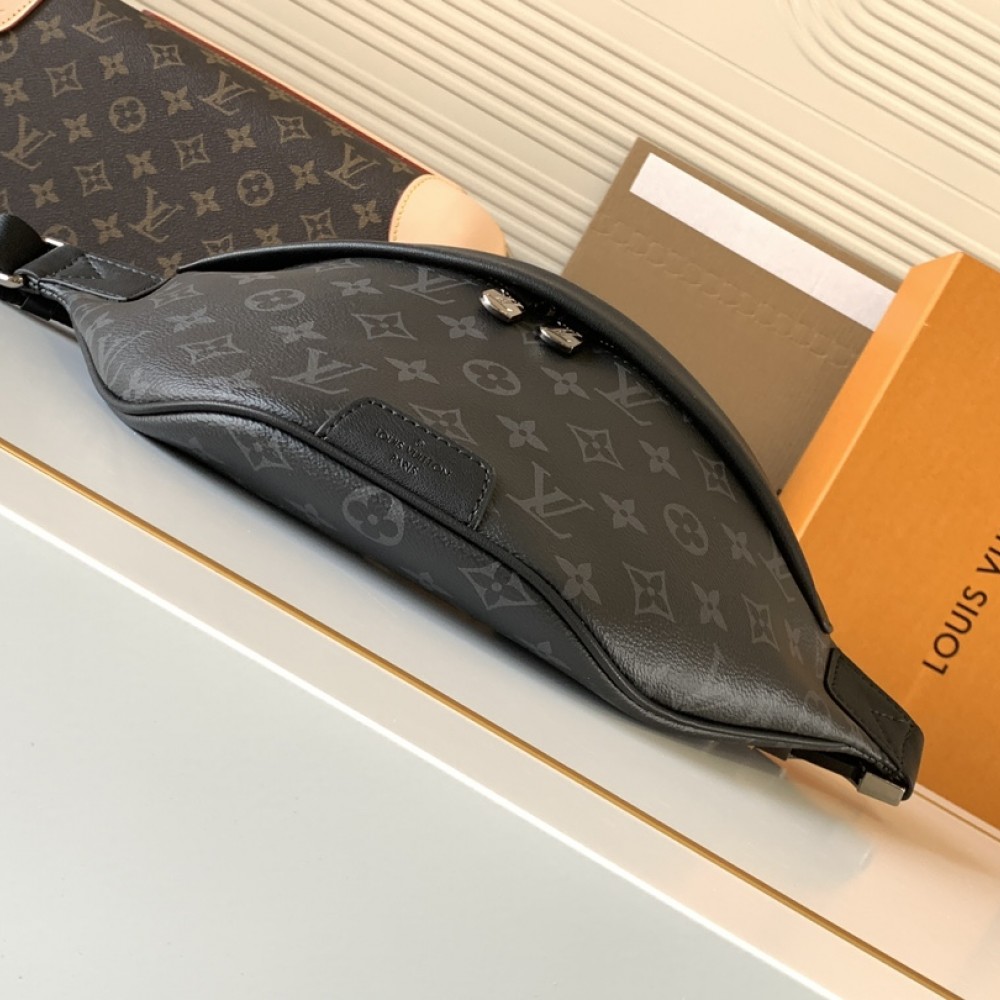 Louis Vuitton MINI BUMBAG Classic Medium Black Canvas Textured Handbag Louis Vuitton MINI BUMBAG Classic Medium Black Canvas Textured Handbag
